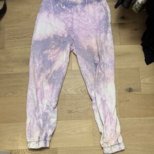 Zara Purple and White Tie-Dye Joggers